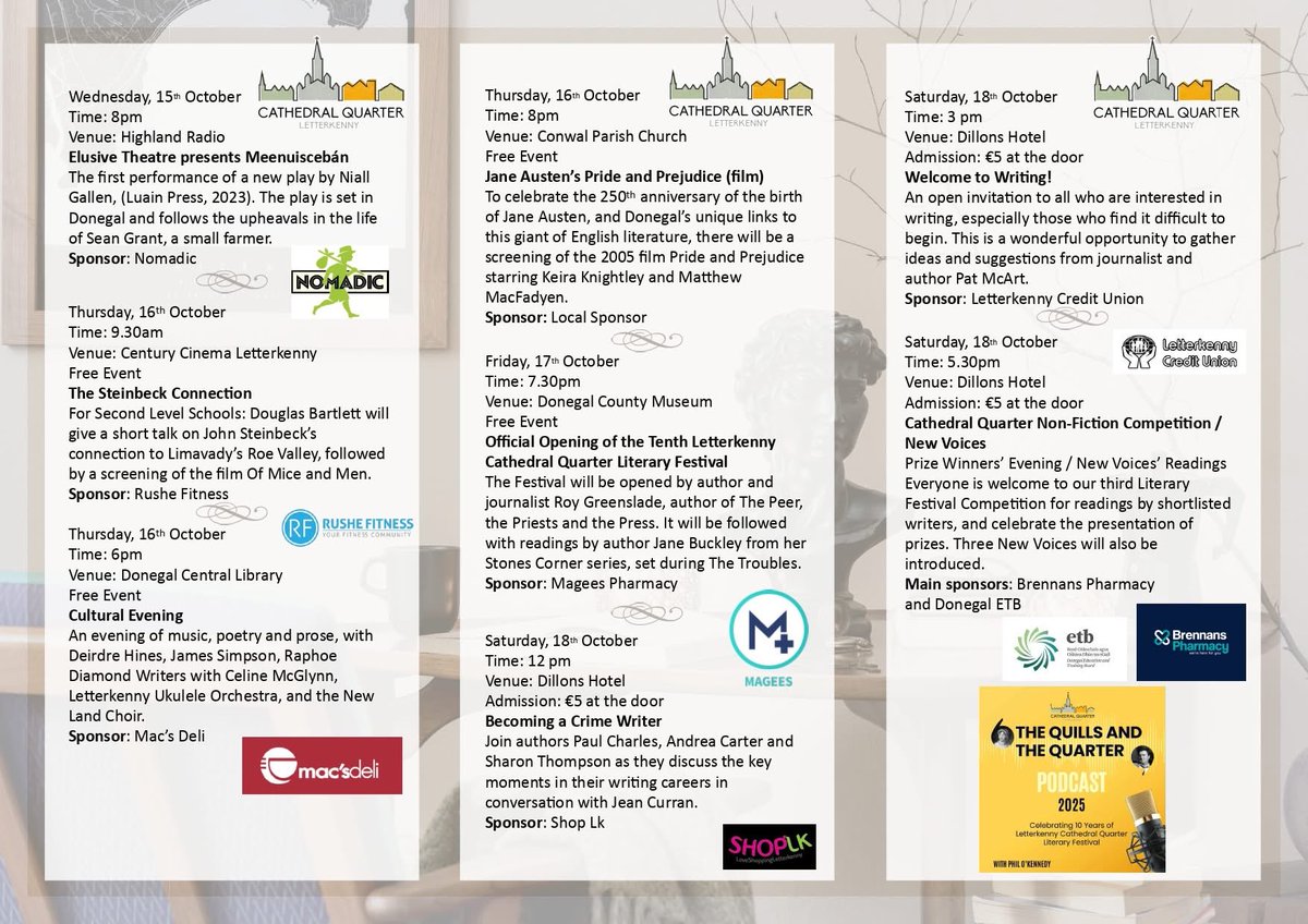 I’ll be launching ‘Stench’ alongside James Finnegan, and his collection, ‘A Butterfly and Its Shadow’ at <a href="/LkennyCathQtr/">Letterkenny Cath Qtr</a> Festival on Saturday 18th October. Thanks to the committee for inviting me back. Details of their brilliant festival attached. The room is gonna stink.😉🚀🚀📚