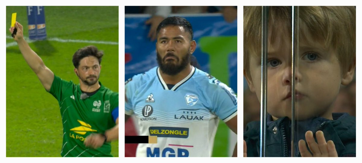 ek_rugby's tweet photo. Only a French TV director could come up with this sequence so quickly 😄.
Camera 1: Ref giving yellow card
Camera 2: Tuilagi confused after legal tackle (but one made without retreating 10 metres from a penalty).
Camera 3: Child questioning the meaning of life
#ABST #Top14 https://t.co/wxufafxRur