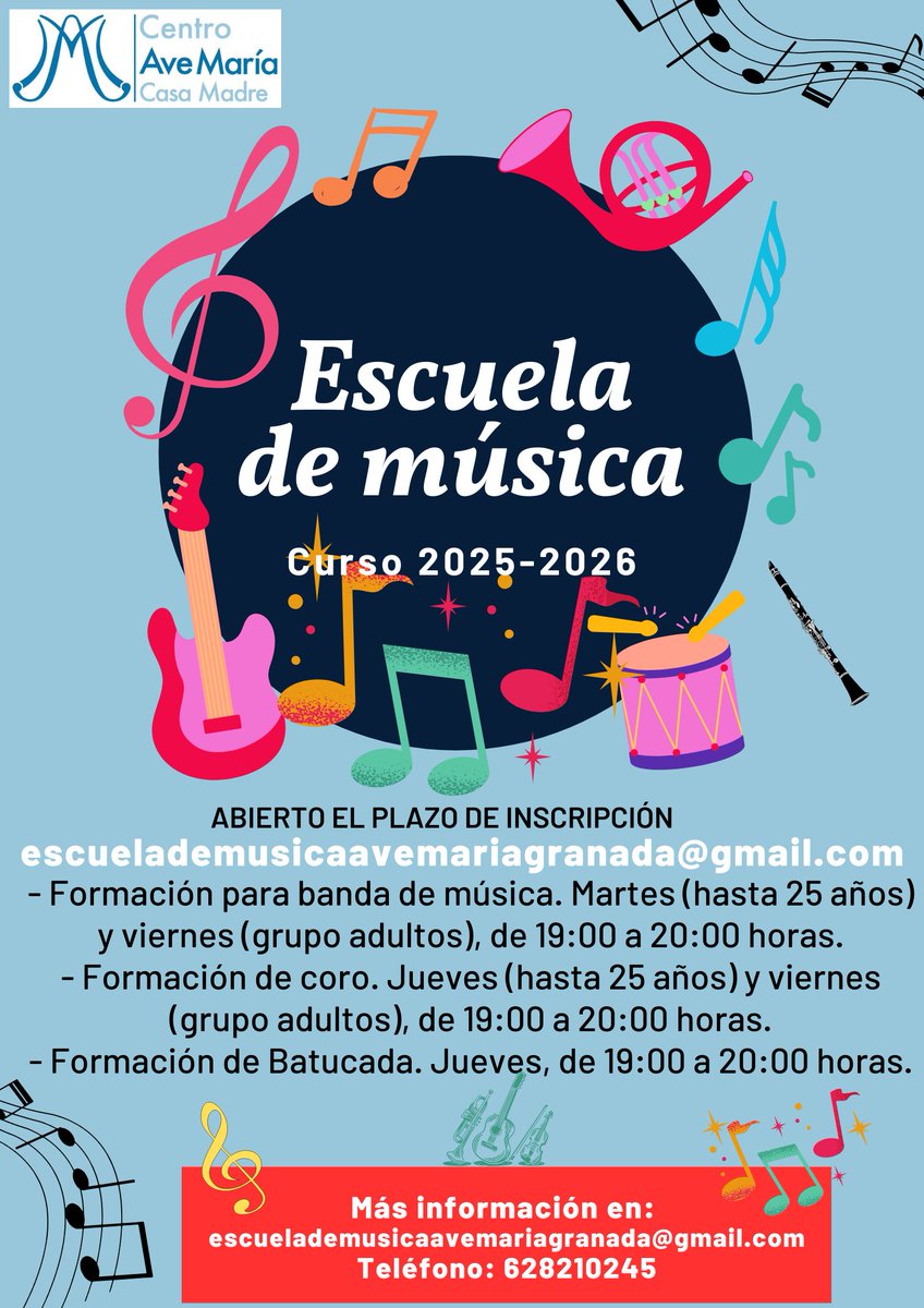 AMcasamadre's tweet photo. ¡Apúntate a la Escuela de Música  que este curso ponemos en marcha en nuestro centro! https://t.co/4ovBBxZuXc
