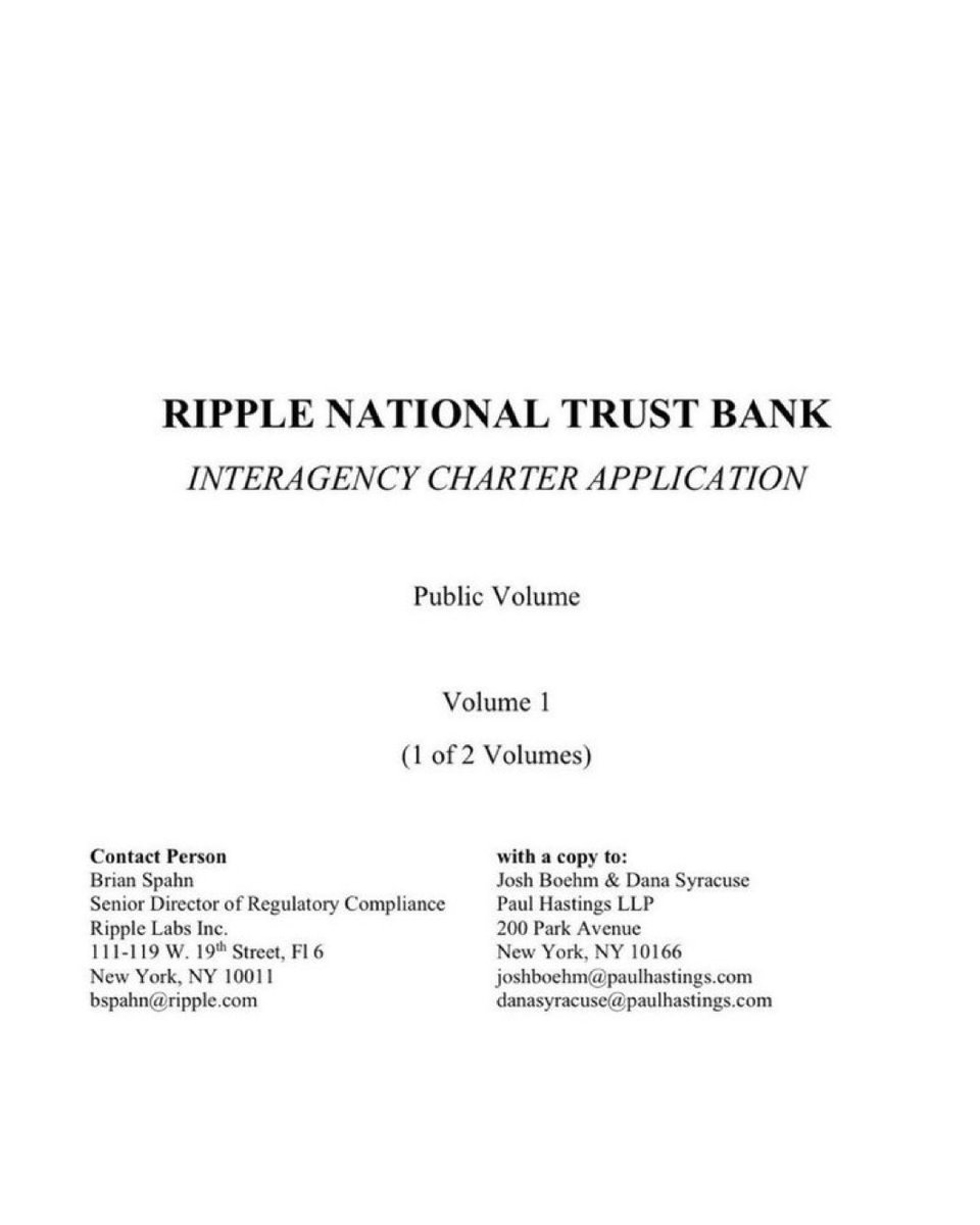 AbsGMCrypto's tweet image. BREAKING: 🇺🇸 @Ripple OCC Banking Charter Application Is Live!