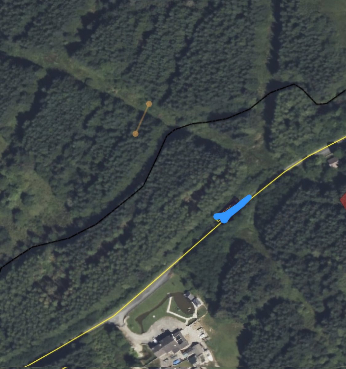 The <a href="/ESBNetworks/">ESB Networks</a> &amp; <a href="/coilltenews/">Coillte</a> move a harvester into a plantation today in West Cavan / #Leitrim to address power outages with lines downed by 🌲 forestry. <a href="/coilltenews/">Coillte</a> inventory mapping shows 12 to12.5 m setbacks but in reality setback is 6 to 6.5 each side of the line ❌️🌲