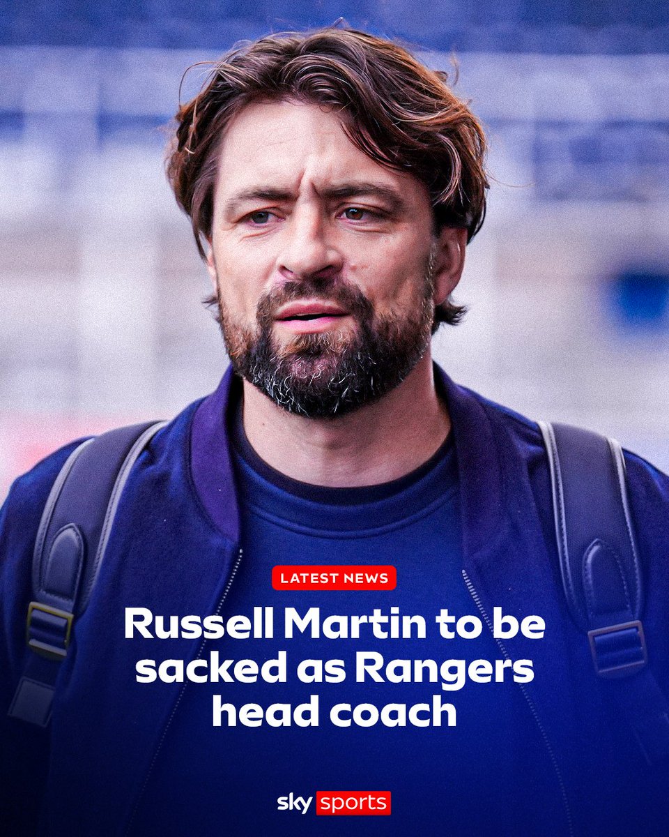 SkyFootball's tweet photo. Sky Sports News understands Russell Martin is set to be sacked by Rangers, with an official announcement coming from the club on Monday morning 🚨 https://t.co/9eCVFafD6K