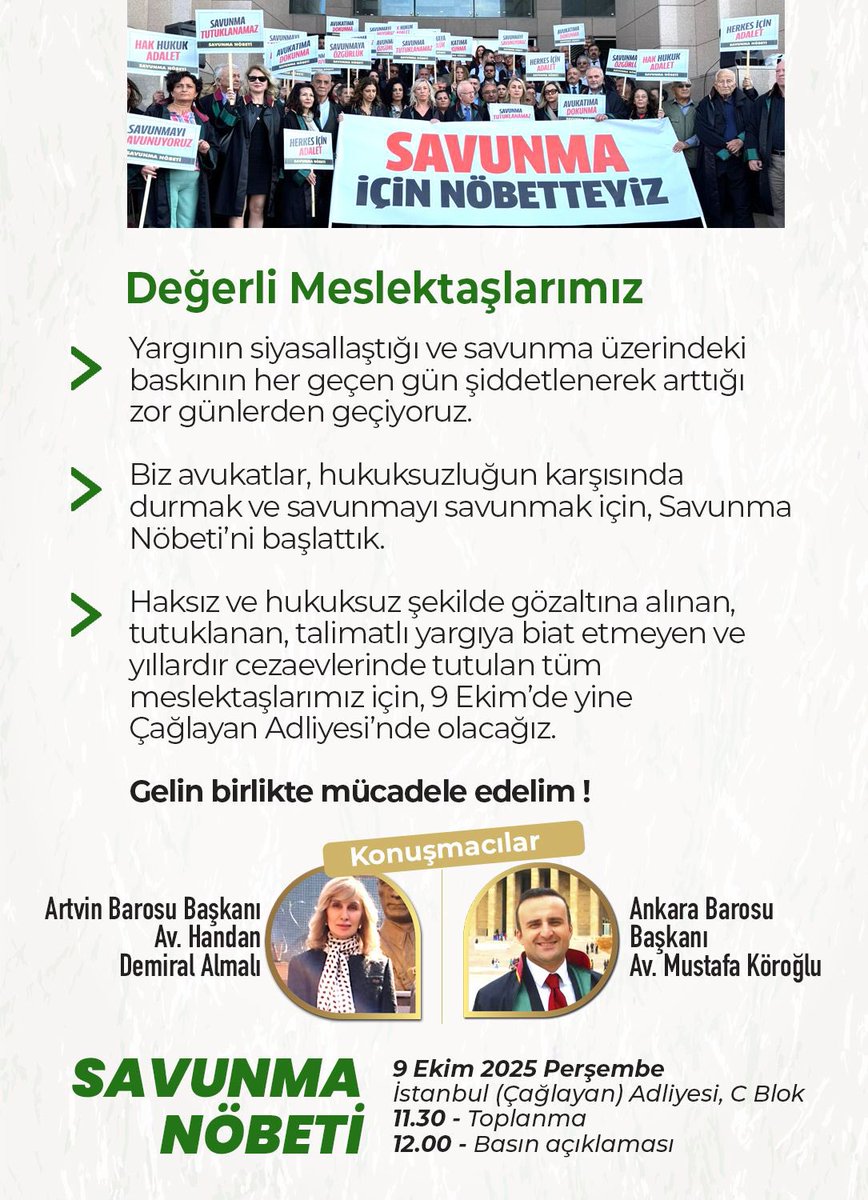 #SavunmaNöbeti 
#SavunmaİçinNöbetteyiz 
Herkes için Adalet