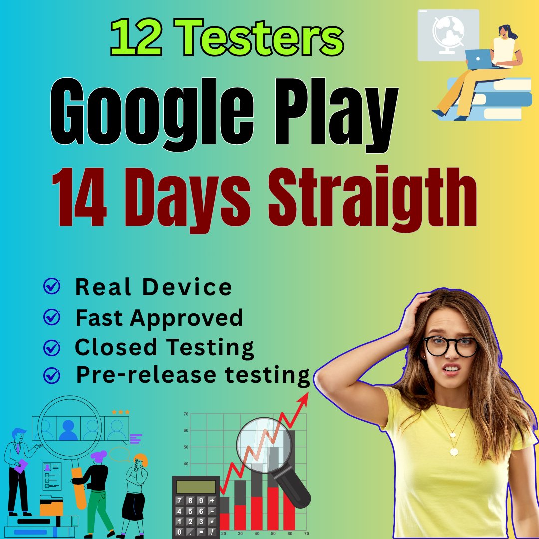 mst_repa's tweet image. Are you looking to test your app thoroughly to meet the 12 Tester Requirements for publishing on the Google Play Console?
➡️ Visit Now: fiverr.com/s/Zmvpyek
#12testersGooglePlay
#12testers
#Eagles
#Jalen
#BoNix
#Dart
#JackieYoung
#Texans
#McDaniel