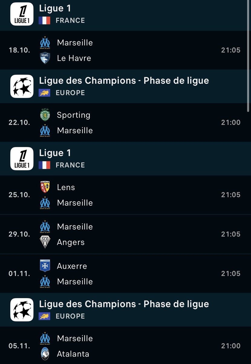 Place à la trêve internationale ! On accueillera le Havre à la maison tandis que le PSG recevra Strasbourg au Parc ! 

Allez l’OM