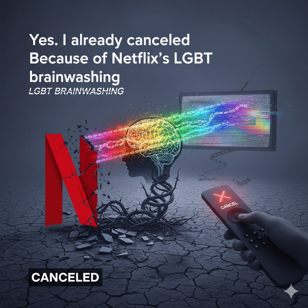 bushivlad's tweet photo. Yes, I canceled my Netflix subscription because of its LGBT brainwashing. https://t.co/k07U8MkgVw