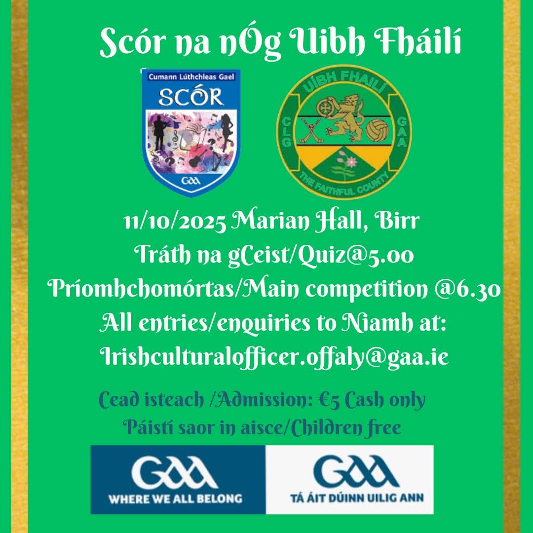 📣 Scór na nÓg 2025 – Shamrocks, Entries Close 8th October! 🎤🎭🎻🪩
Get all the latest news on the Shamrocks GAA app member.clubspot.app/club/shamrocks…