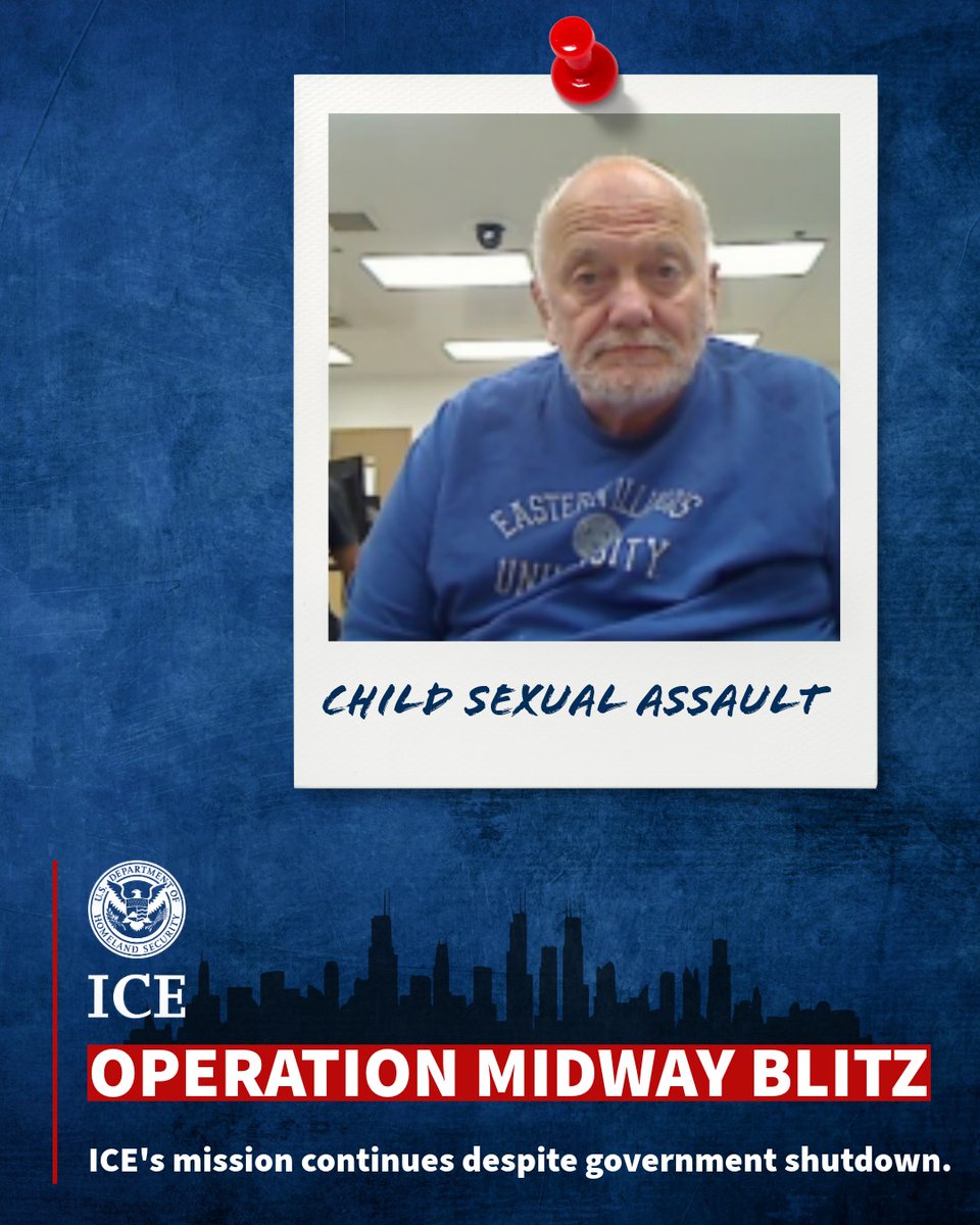 ICEgov's tweet image. ICE Chicago apprehended Austrian criminal alien Stefan Cseve, a convicted CHILD SEX OFFENDER with a decades-long criminal record that includes:

• Convictions for sex assault of a family member under the age of 6
• Aggravated criminal sex assault with force involving a child…