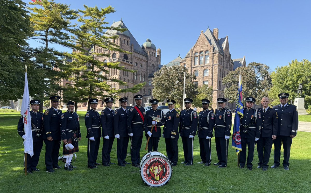 Today our guard &amp; some of our new recruits were honored to take part at the Ont.Firefighters Memorial. We stood with many to honour Ontario's LODD fallen firefighters who will be remembered for their bravery, heroism &amp; sacrifice while protecting lives &amp; property. <a href="/opffa/">OPFFA</a> #lodd