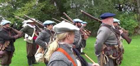 tourscotland's tweet photo. Tour #Scotland travel video Blog of #Scots Brigade soldiers firing #Muskets at a Military Re-enactment on #ancestry, #genealogy, #history visit and trip the grounds of the #Palace in #Falkland, #Fife. A musket is a muzzle loaded, smoothbore firearm https://t.co/vLAxdVKvw7 https://t.co/171thsPz9u