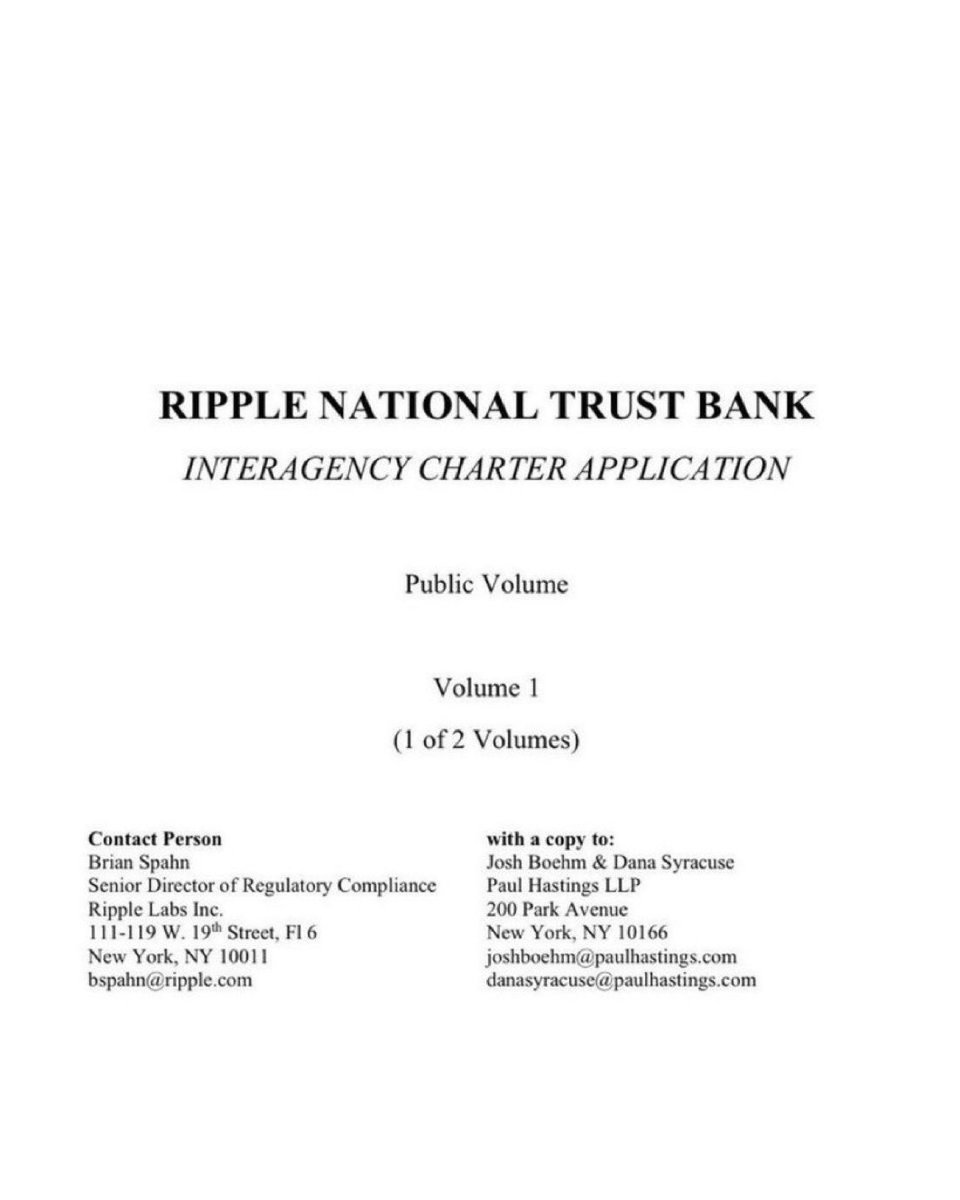 AltcoinBale's tweet image. BREAKING: 🇺🇸 @Ripple OCC Banking Charter Application Is Live!

BULLISH 🚀🚀🚀🚀