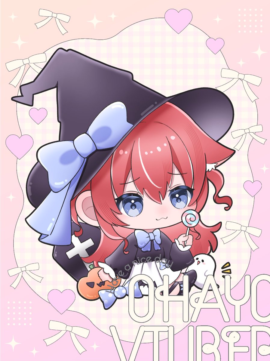 #おはようVライバー 

おはよ☀️｡°

今日のおはVのイラストは引用元のサンプルで描いて頂きました〜✨️
めちゃくちゃ可愛いでしょう( ¯꒳​¯)⟡
ハロウィン終わるまでたくさん出したいな〜！

まだ募集されてるのでこんとお揃いにしようね〜🍭👻