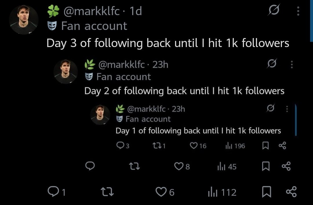 markklfc's tweet image. Day 4 of following back until I hit 1k followers