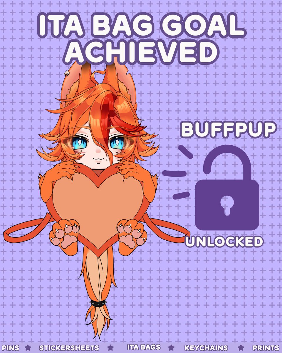 Smol_Lottie_VT's tweet photo. https://t.co/MjQmWEtBSt
One of the exclusive bags unlcoked!!!
Thank you so much!!
@Buffpup_
#itabags #vtuber #kickstarter #campaign #buffpup #buffpupart https://t.co/ob27AsGIvG
