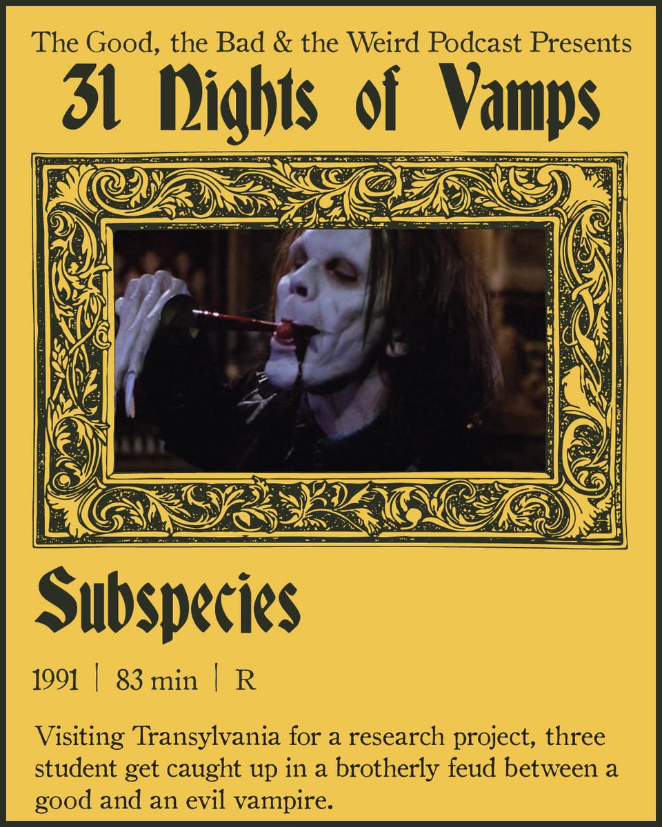 tgtbtwpodcast's tweet image. Something a little off the beaten path but still with that classic vibe, it's 1991's #Subspecies! 

I really enjoyed this one. It is odd enough to give a slight twist on the vampire genre. 

#31NightsOfHalloween