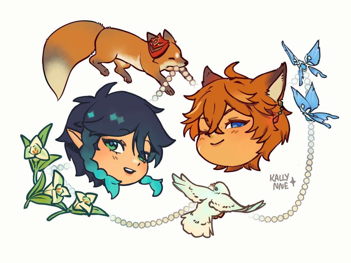 Now they are pocket size 🤲🤲🤲🤲 #taruven #tartaglia #venti #artcommission