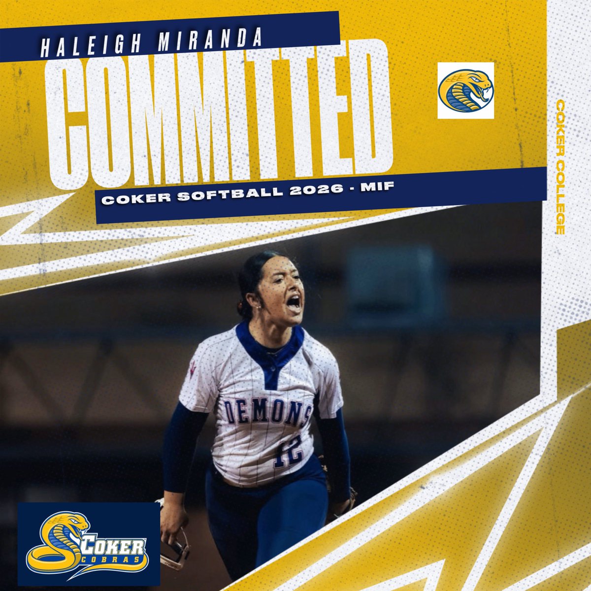 haleighmiranda6's tweet image. So excited to be a Cobra! 🐍💙💛 #GoCobras! #Nextstop @cokersball @Crushers_Nat