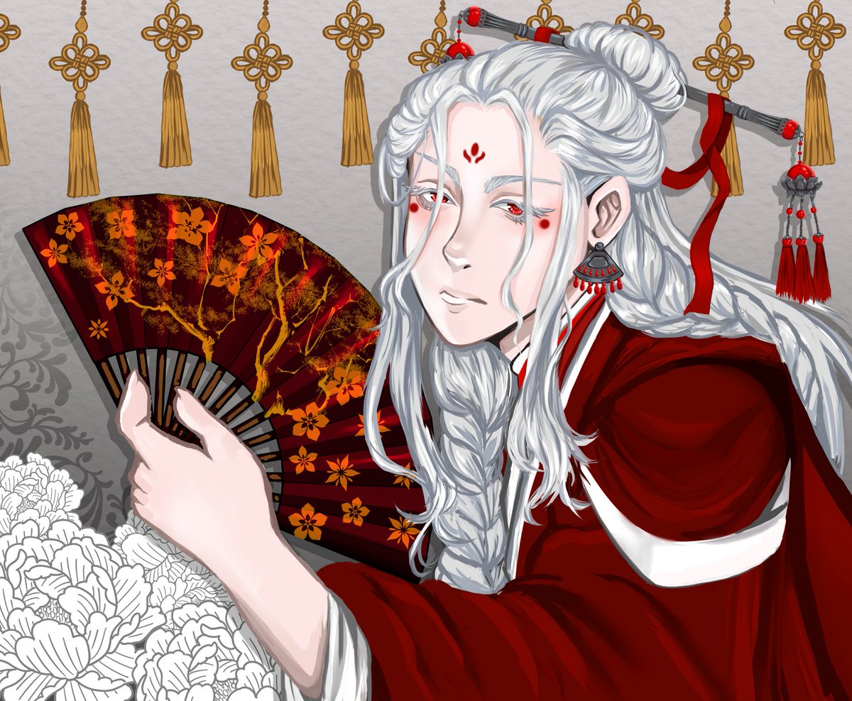 Oc drawing I did this week that I'm really proud of, his name is Yì Xuělián. A very morally dubious immortal.