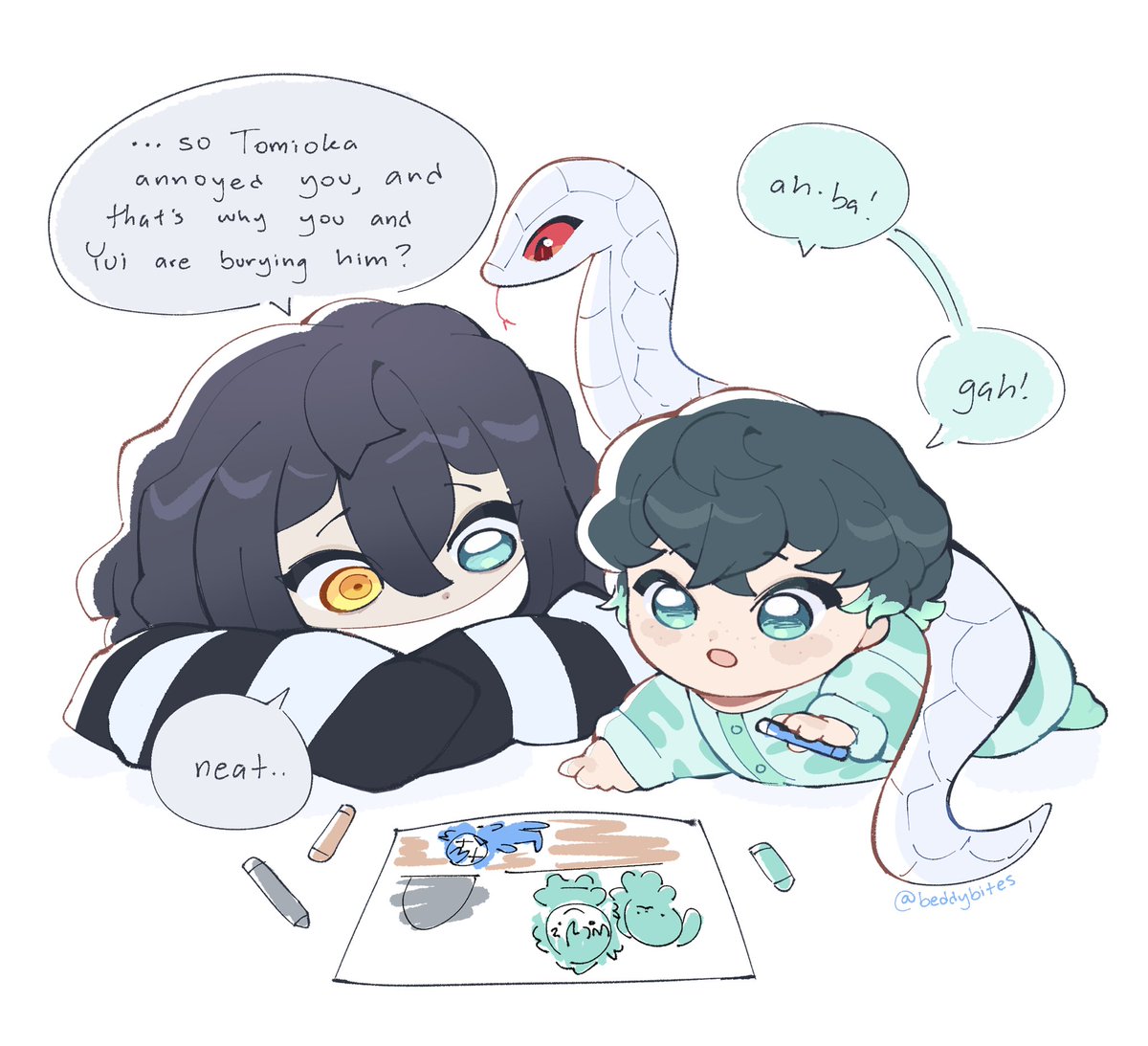 beddybites's tweet photo. little muichiro telling obanai about his day!
#DemonSlayer #kimetsunoyaiba https://t.co/2g8XzxU7FG