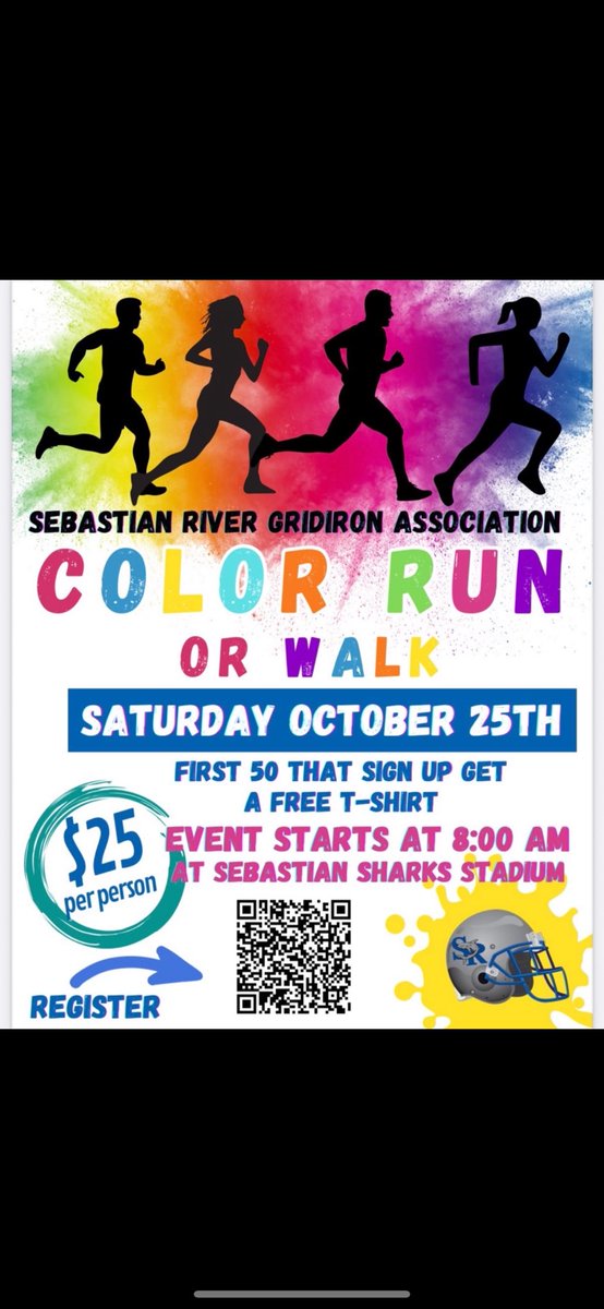 <a href="/SRHS_Football1/">SRHS SHARK FOOTBALL</a> is hosting a color run as a way to raise money for the team. Calling on all SEB alumni and fans to come out and support. You will even get to see the O Line coach “running” it!