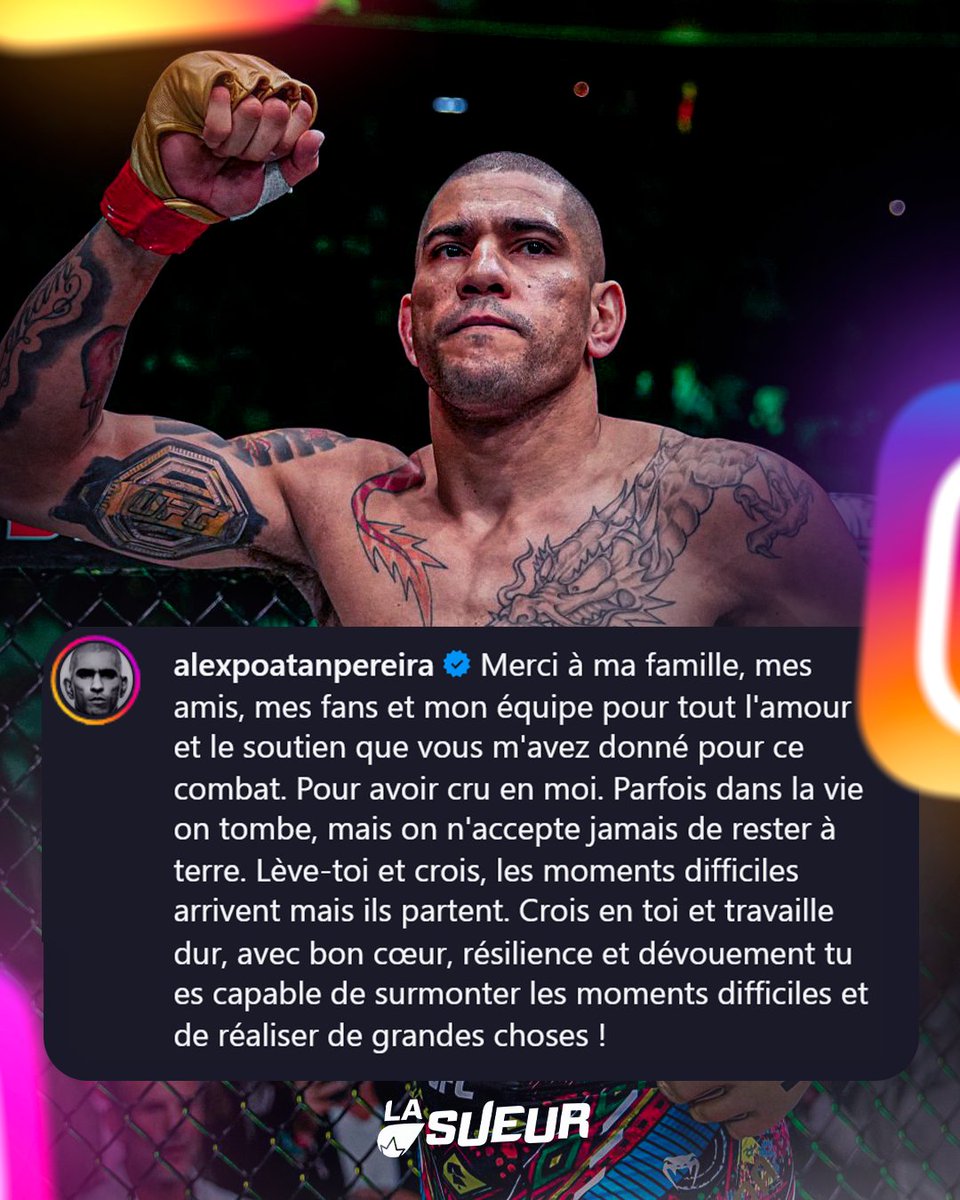 Le beau message de remerciement d’Alex Pereira. ❤️
