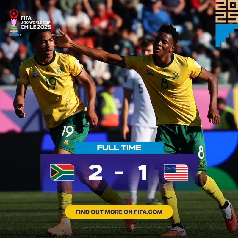 FIFAWorldCup's tweet photo. South Africa claim the win and a ticket the #U20WC Round of 16. 🎟🇿🇦