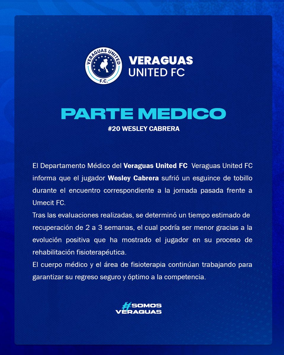 📋 𝗡𝗨𝗘𝗦𝗧𝗥𝗢𝗦 𝗖𝗢𝗡𝗩𝗢𝗖𝗔𝗗𝗢𝗦!
Estos son los convocados por el profe Gonzalo Soto para enfrentar a Plaza Amador en la jornada 11 del torneo Clausura de la <a href="/LPFpanama/">LPF TIGO</a> 

🚨 ¡BAJAS!
- Javier Gondola (Acumulación)
- Wesley Cabrera (Lesión)

📲💙 #somosVeraguas