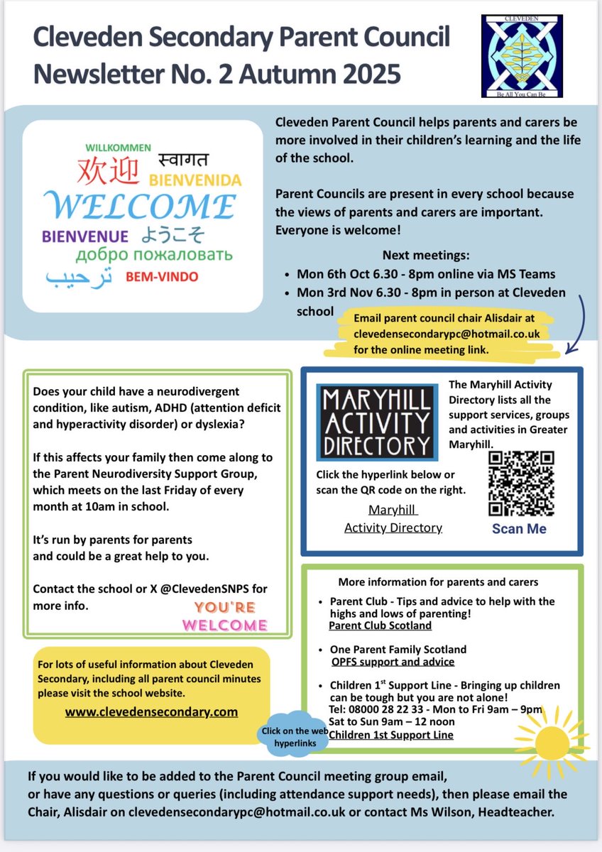 Cleveden Secondary Parent Council tweet media