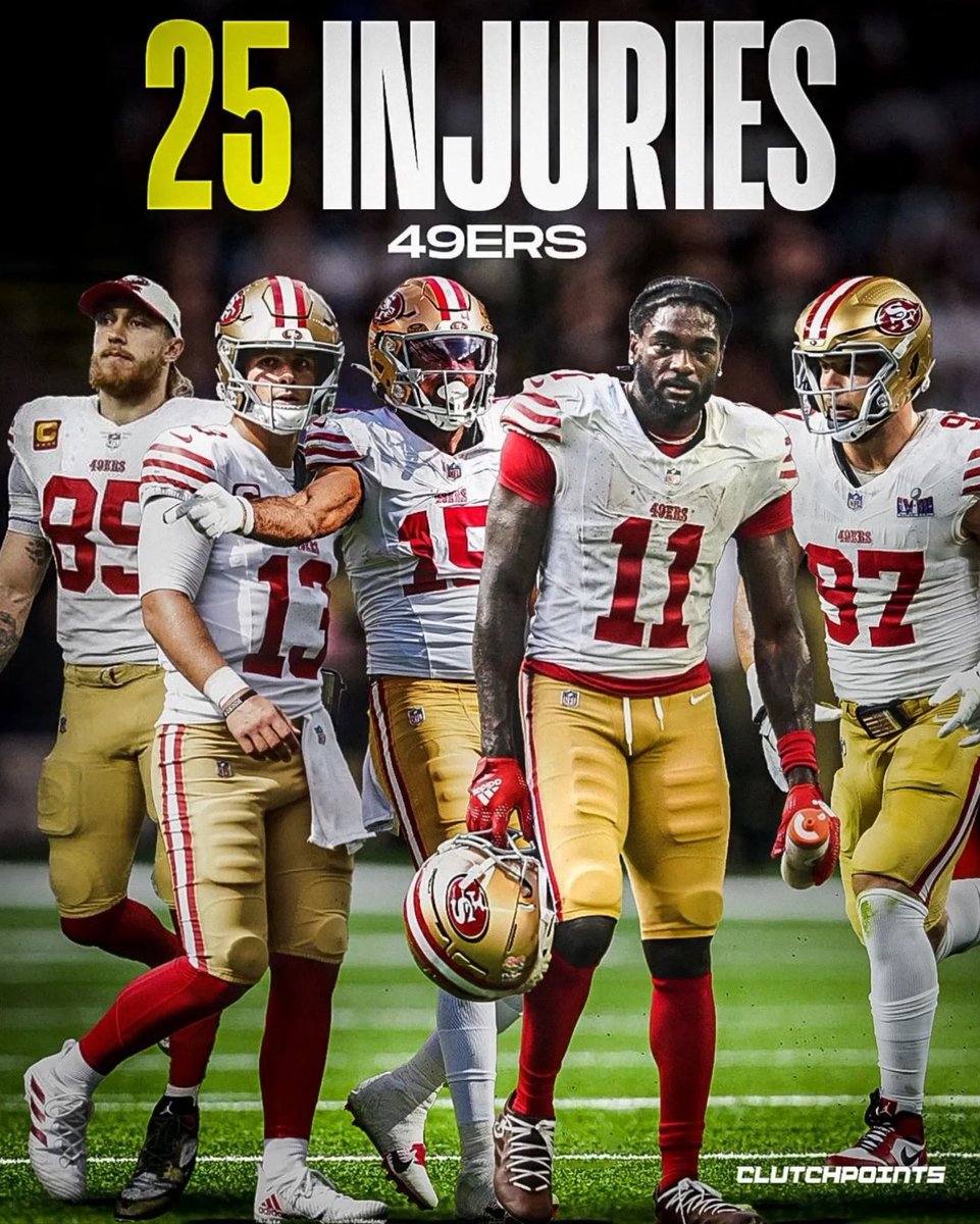 OurSf49ers's tweet photo. The #49ers are first place in the NFC despite 25 injuries 😮‍💨 https://t.co/16TIqcCgEY