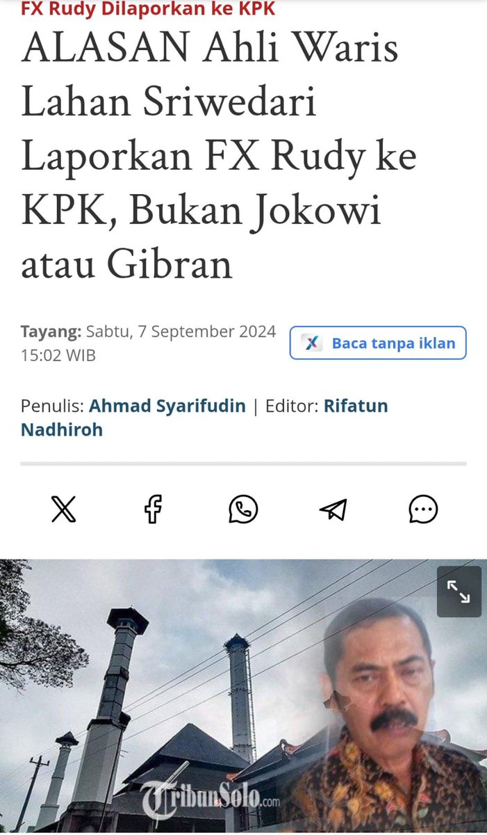 Dulu saat menjabat Wali Kota Solo, FX Hadi Rudyatmo sering bicara soal keadilan &amp; keberpihakan pada rakyat. Ironisnya, kini justru dilaporkan ke KPK terkait dugaan korupsi lahan Sriwedari.
Gimana nih Mbah Brengos?

Senin Cirebon Percik Kecil Inalillahi Miyako Extrajoss Ultimate