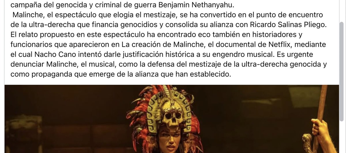 Yásnaya Aguilar sobre el musical de la Malinche –engendro de Nacho Cano– y la ultraderecha (sionismo incluido) que la patrocina.