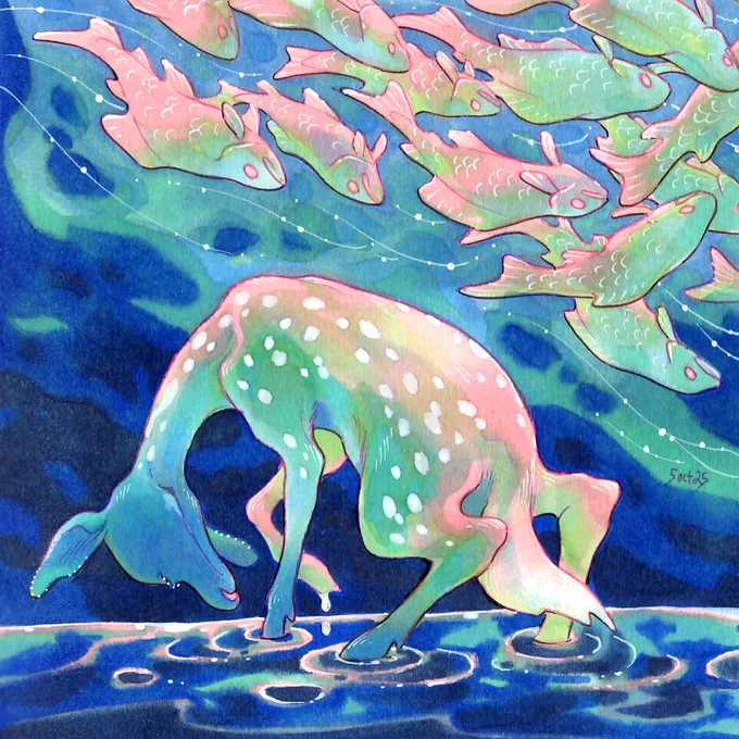 05oct - `waiting to drown' (for `fucked up deertober' by @ murderbeast on tumblr)