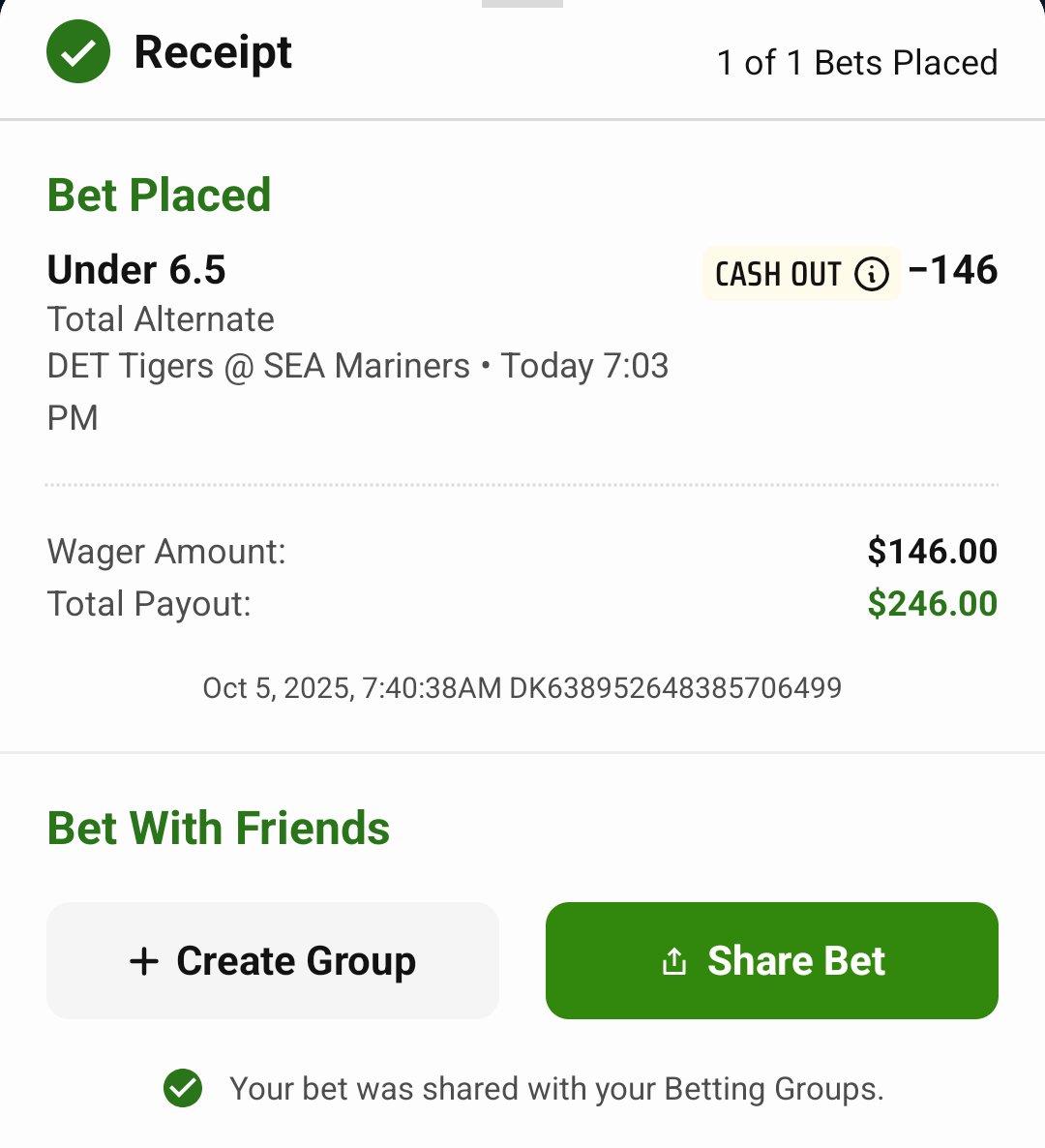 SharpiesBets's tweet photo. #GodIsGood as #TeamSharpie moves to 12-1 this PostSeason  #ALDS #MLBPostseason #NLDS #WildCard

Skubal 9+(-146)🤑
#RepDetroit 

Under 6.5(-146)🤑
#TridentsUp https://t.co/Iidm9SsUTC