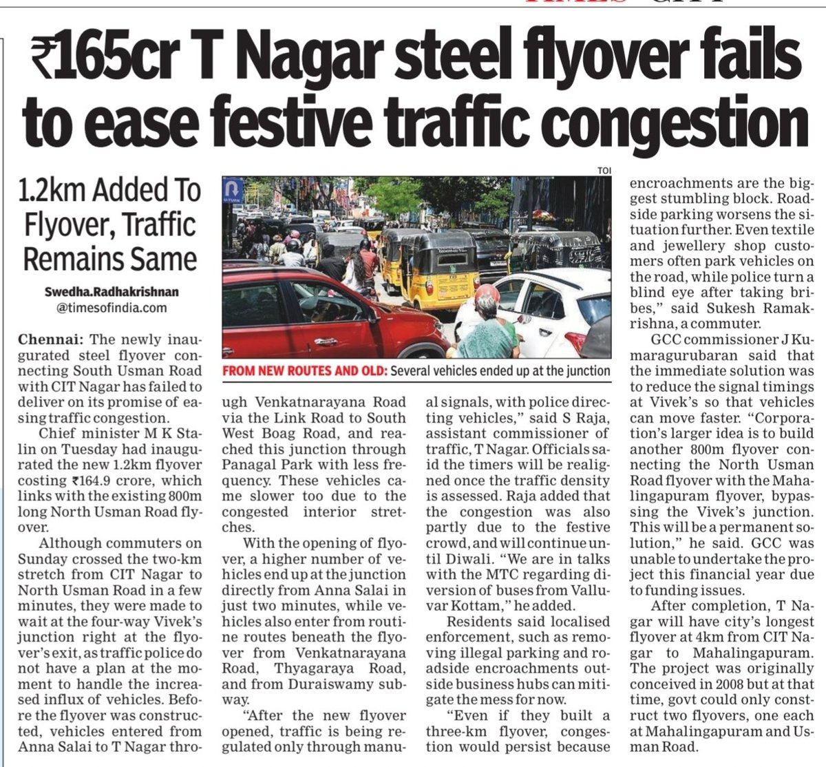 TNagar flyover fail to ease traffic congestion !