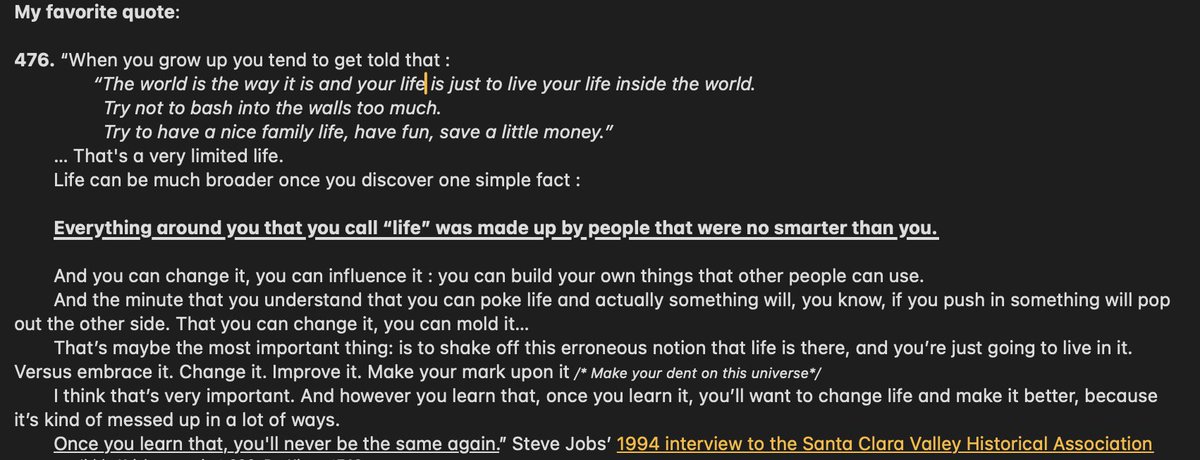 My favorite quote to this day. Had a huge influence on my life.
Remembering Steve 🕊️.