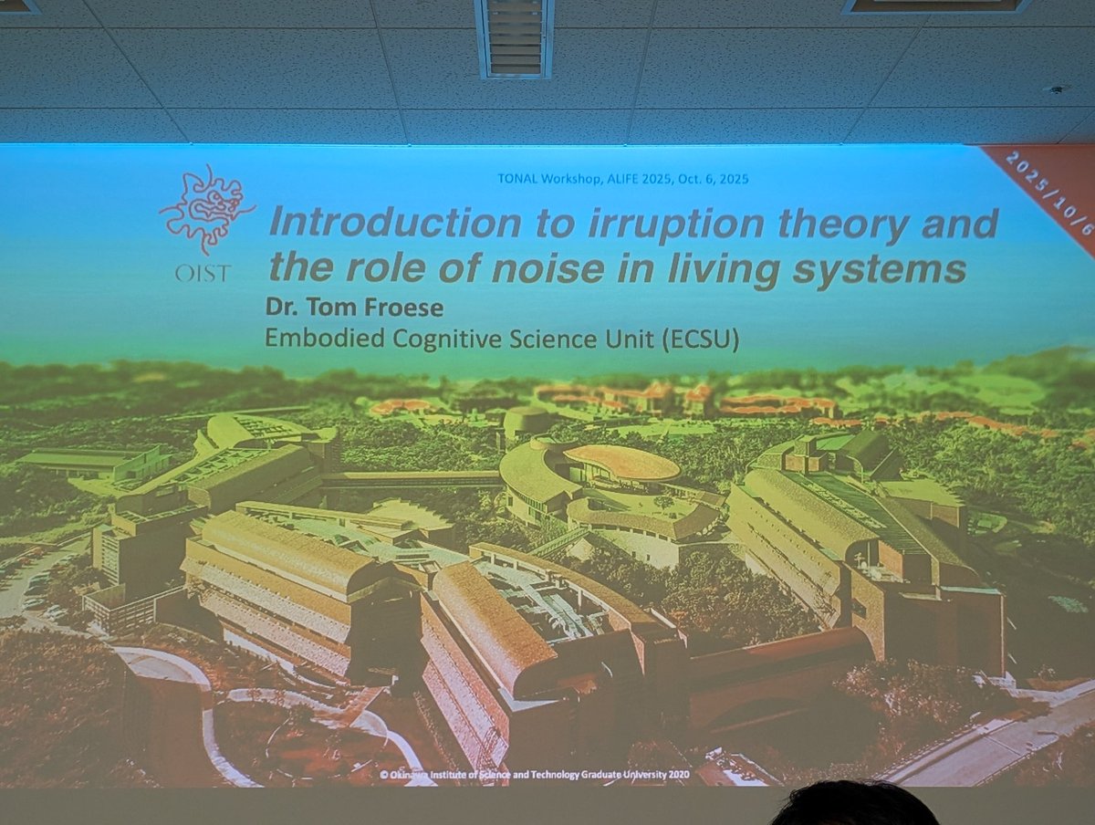 HirokiSayama's tweet photo. Tom Froese introduces Irruption Theory
#ALIFE2025 #TONAL2025
@ALifeConf https://t.co/3A0HlZEGz1