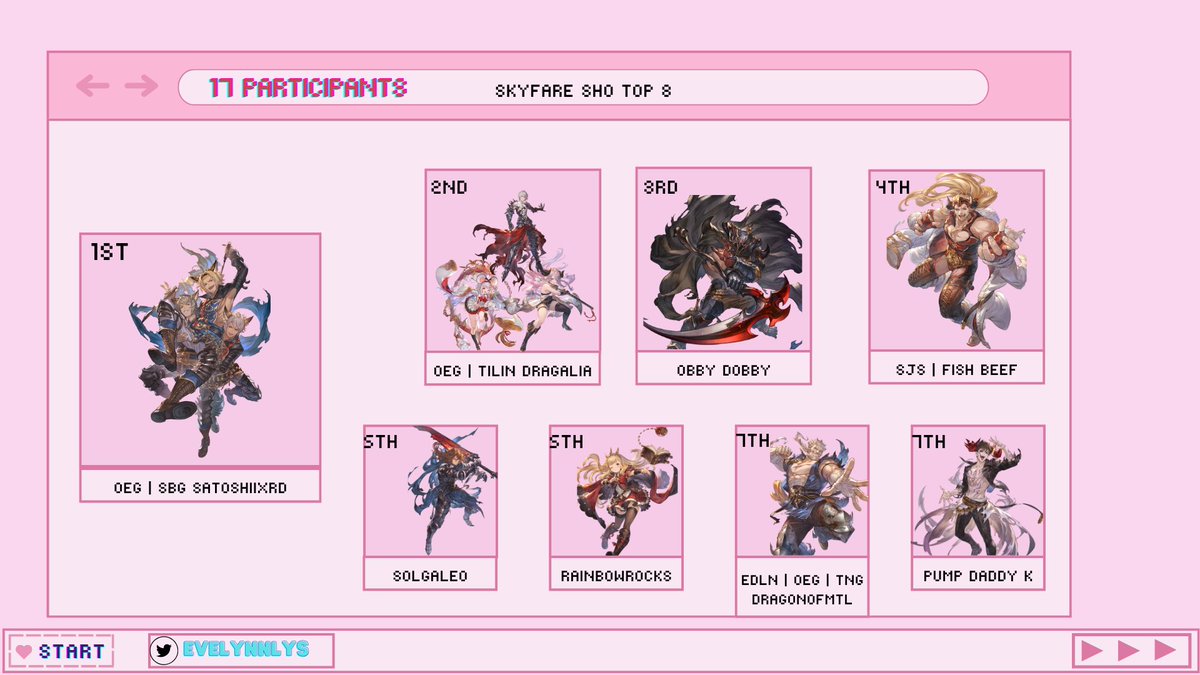 The First Skyfare Sho has concluded!! Congratulations to <a href="/satoshiixrd/">satoshii @Lumiose City</a> for taking the win!! We'll be back October 12th!!

🥈@dragwaslost
🥉<a href="/Obby_DobbyFGC/">Obby Dobby</a>
4th <a href="/ThyBeefed/">FISH | beef</a> 
5th <a href="/Solgaleobuba/">Solgaleo 🏳️‍⚧️</a> | <a href="/RainbowRocks77/">RainbowRocks</a> 
7th <a href="/DragonOfMTL/">EDLN | OEG | Dragon of Montreal</a> | <a href="/KoninjaX/">Pump Daddy K</a>