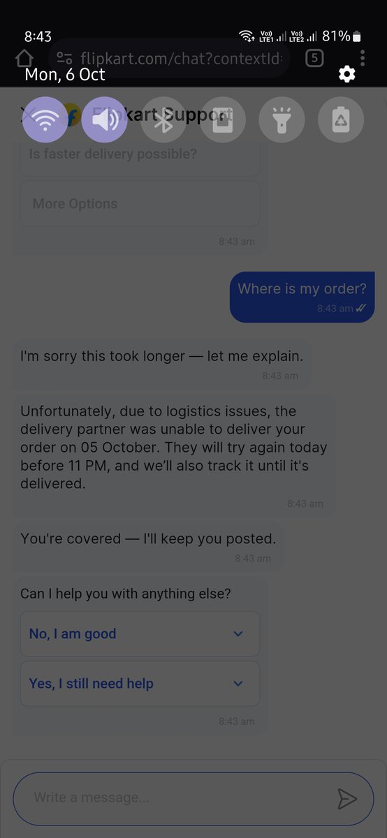 AmanaFora's tweet photo. @SartanparaYash @CardNiti @cards_wizard @amazonIN Now they are not even mentioning dates it's 6th Oct I didn't get my phone @Flipkart @WakeupPeopIe @wakeupgrahak @ConsumrConxion https://t.co/yCSBDwu2vj