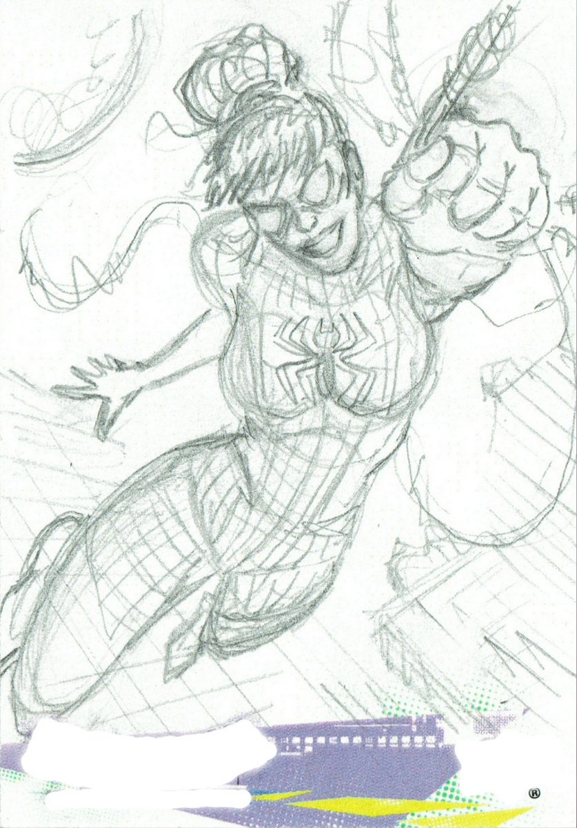 ariel_aguire's tweet image. 2024 - SPINNERET sketch card process scans! 😊 (unreleased set from last year)

#arielsartwork #Spinneret #MaryJane #Marvel #Spiderman #RenewYourVows #AcrosstheSpiderVerse #sketchcard #marvelcards #process #art #drawing #sketch #pencil #ink #pen #color #copic #marker #colorpencil