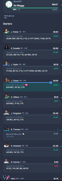 CEEBttv's tweet photo. @nickercolano Masterclass fantasy week. UNC RICO!!! Possibly breaking 200+ points in Half-PPR! https://t.co/ivx0soz4sm