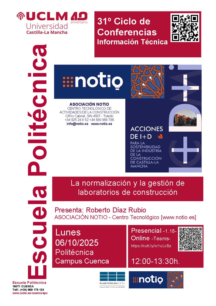 aulaBIM's tweet photo. hoy tenemos una #CONFERENCIA más que interesante en @politecnicacu @uclm sobre #normalización #laboratorio #edificacion #construccion de la mano de @NOTIO2016 ( Centro Tecnológico de Actividades de la Construcción), en TEAMS de 12:00 a 13:30 h https://t.co/Ath2Hderlo https://t.co/mnEqO6wDBU