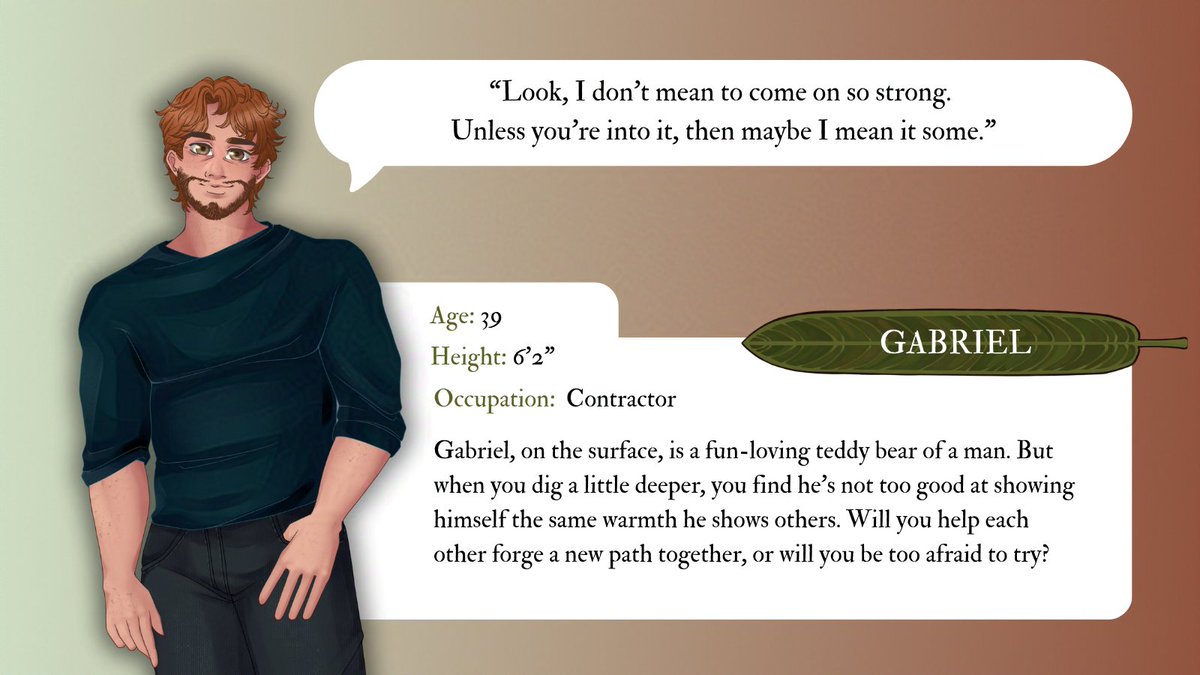 Meet Gabriel, just a silly little guy who wants to have a silly little time down at the local murder tunnel on Halloween!

Play "For the Trees," a complete romantic visual novel created for #SpooktoberVNJam!

differenteagletragedy.itch.io/for-the-trees