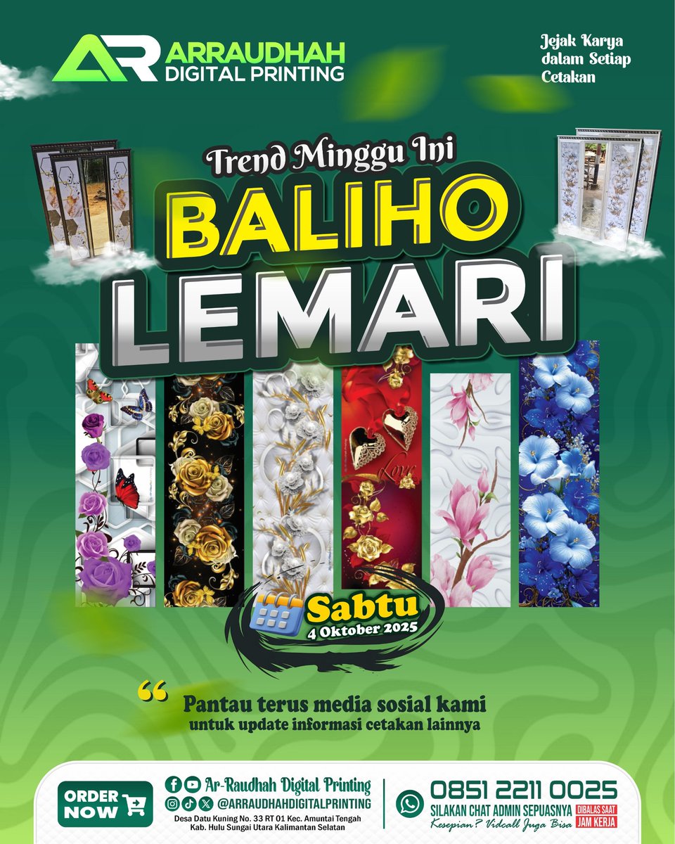 ARPrinting93's tweet photo. Trend Minggu Ini! “Baliho Lemari“
Sabtu, 4 Oktober 2025

#percetakan #arraudhahdigitalprinting 
#arraudhahprintinghsu #alabio #amuntai https://t.co/HjOvbSZe8z