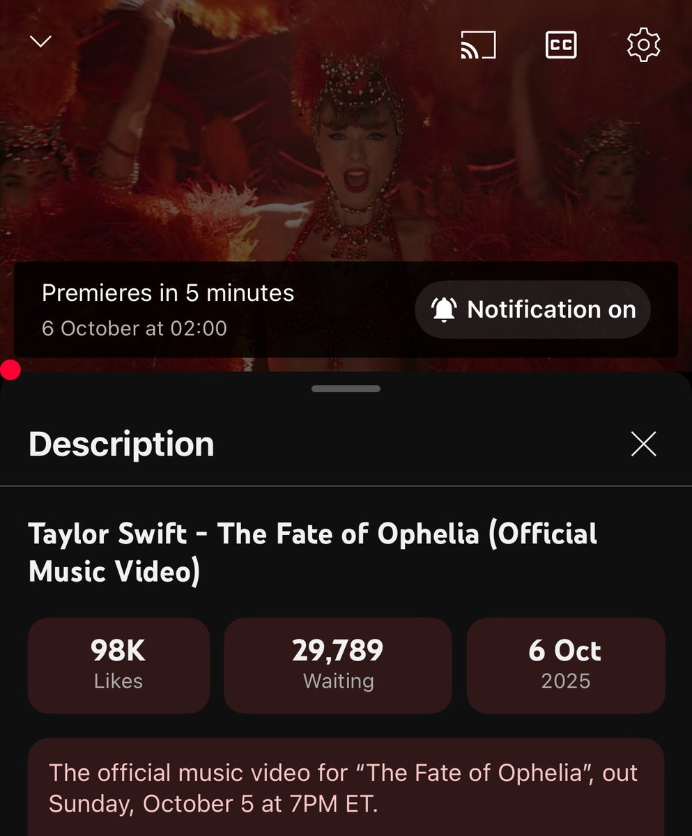 Almost 30’000  people all over the world are waiting for this premier. That is insane #TheFateOfOphelia #taylorswift #TLOAS