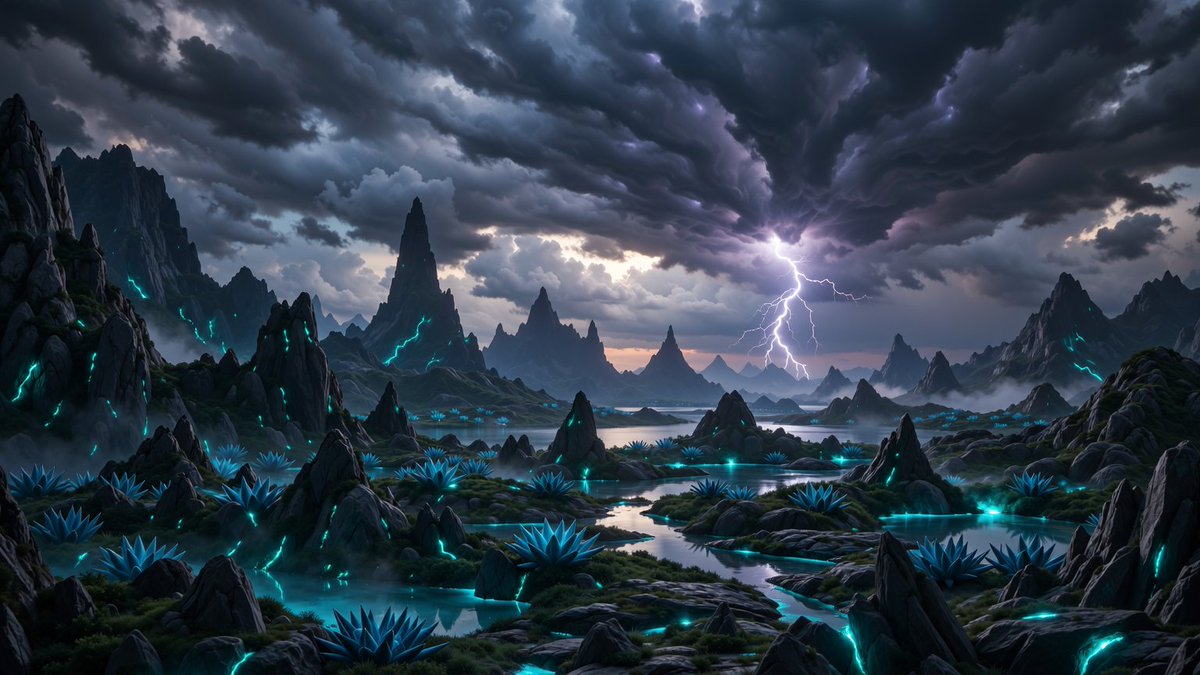 PromptSin's tweet photo. Unleash your power amid the storm. Dare to create a landscape as bold as your vision. ⚡🌌 #CreativeForce #DesignInnovation https://t.co/Gz6q8QgJRe
