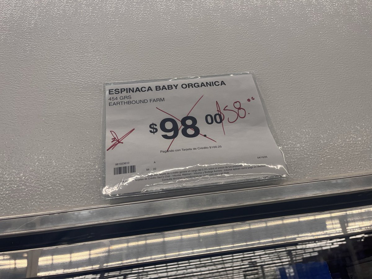 EuyinOR's tweet photo. @Profeco vengan a revisar el sams de Alfredo de Santin en Toluca. 
Cada semana es lo mismo. Publican un precio, cobran lo que quieren. 
Espinaca baby. Precio publicado $58 cobro $77.74 

@SamsClubMexico https://t.co/Ngrkbwj92B