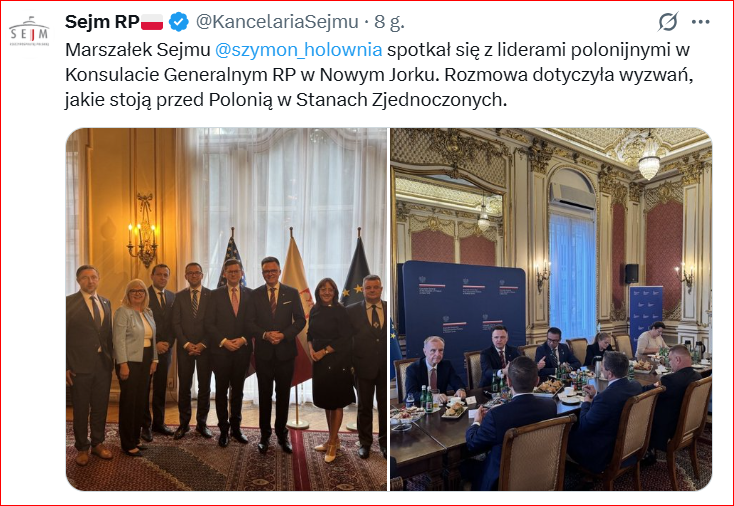 Hołownia za wielką wodą puka do wielu drzwi. Oczywiście jako Marszałek, bo głupio by było przyznać, że pojechał zabiegać o nową robotę, przy okazji - gdyby był tam prywatnie, wypadałoby za pilnowanie własnych interesów płacić z własnej kieszeni.
To zabawne, że kancelaria Sejmu