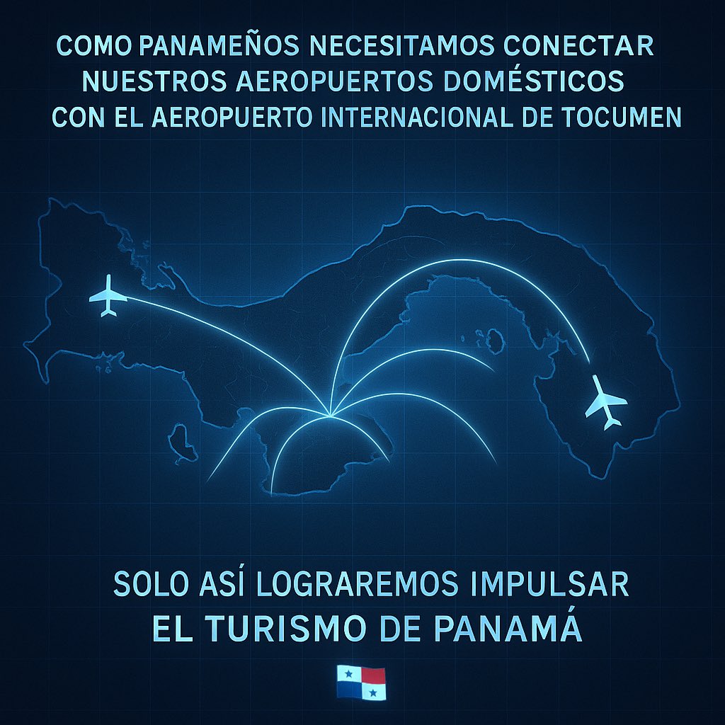 ✈️ Tenemos que conectar nuestros aeropuertos domésticos con el Aeropuerto Internacional de Tocumen no es solo una mejora logística… es una estrategia clave para impulsar el turismo nacional, facilitar el acceso a destinos internos y dinamizar la economía de nuestras provincias.