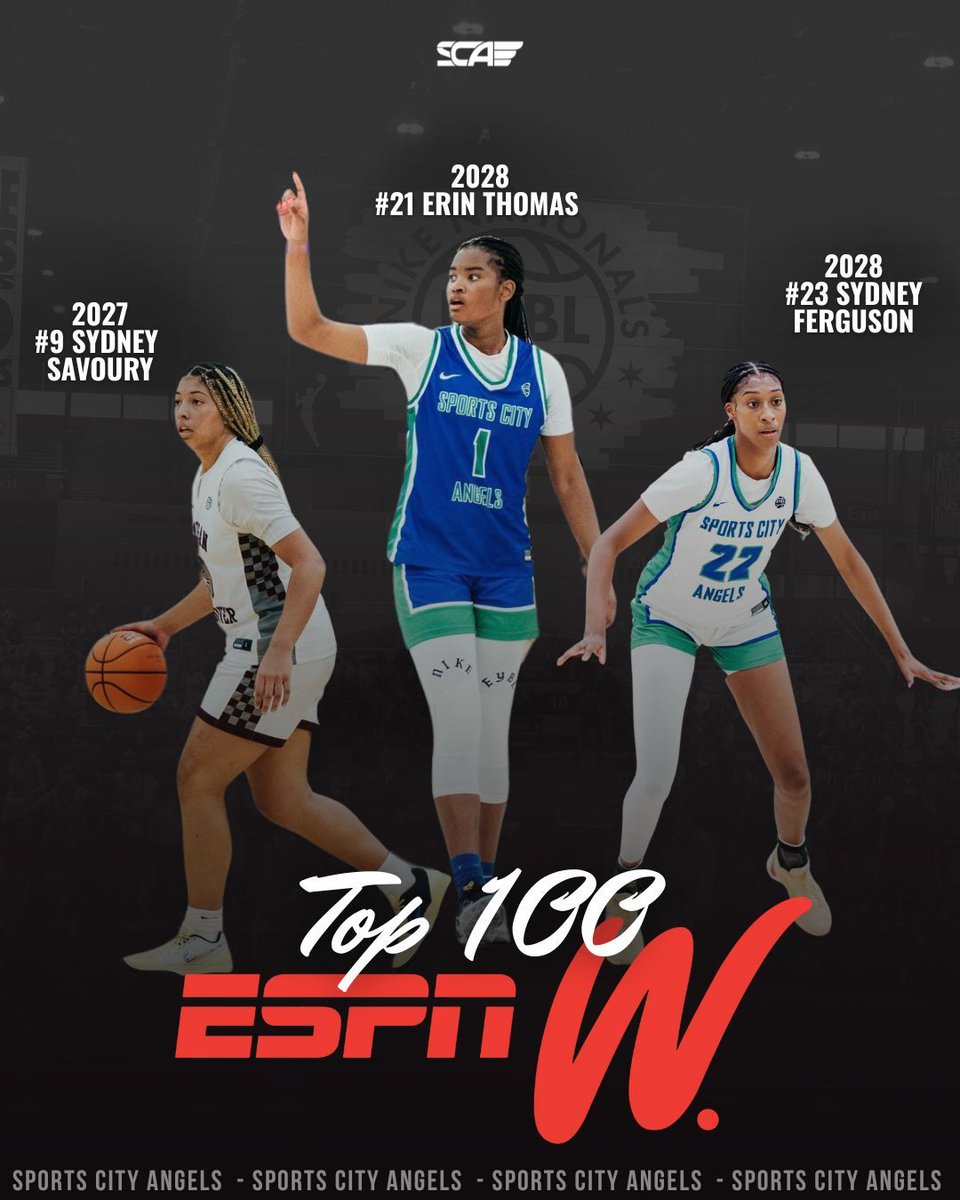 Hard work pays off 🏀💯 Three of our own making the ESPNW Top 100 in their class! 

#SCAFam #EliteMindset #NikeFam #2025EYBL #JustDoIt