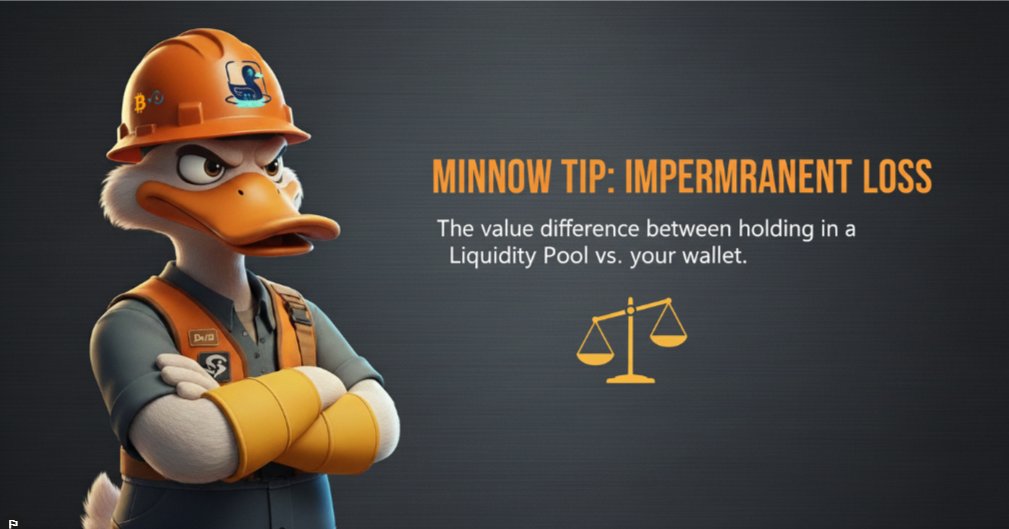 DeFi Minnow Tip: 
"Impermanent Loss" sounds scary, but it's just the difference in value between holding tokens in a liquidity pool vs. holding them in your wallet. If one token skyrockets, you'll have less of it.

Have you ever been wrecked by impermanent loss? (We've all been